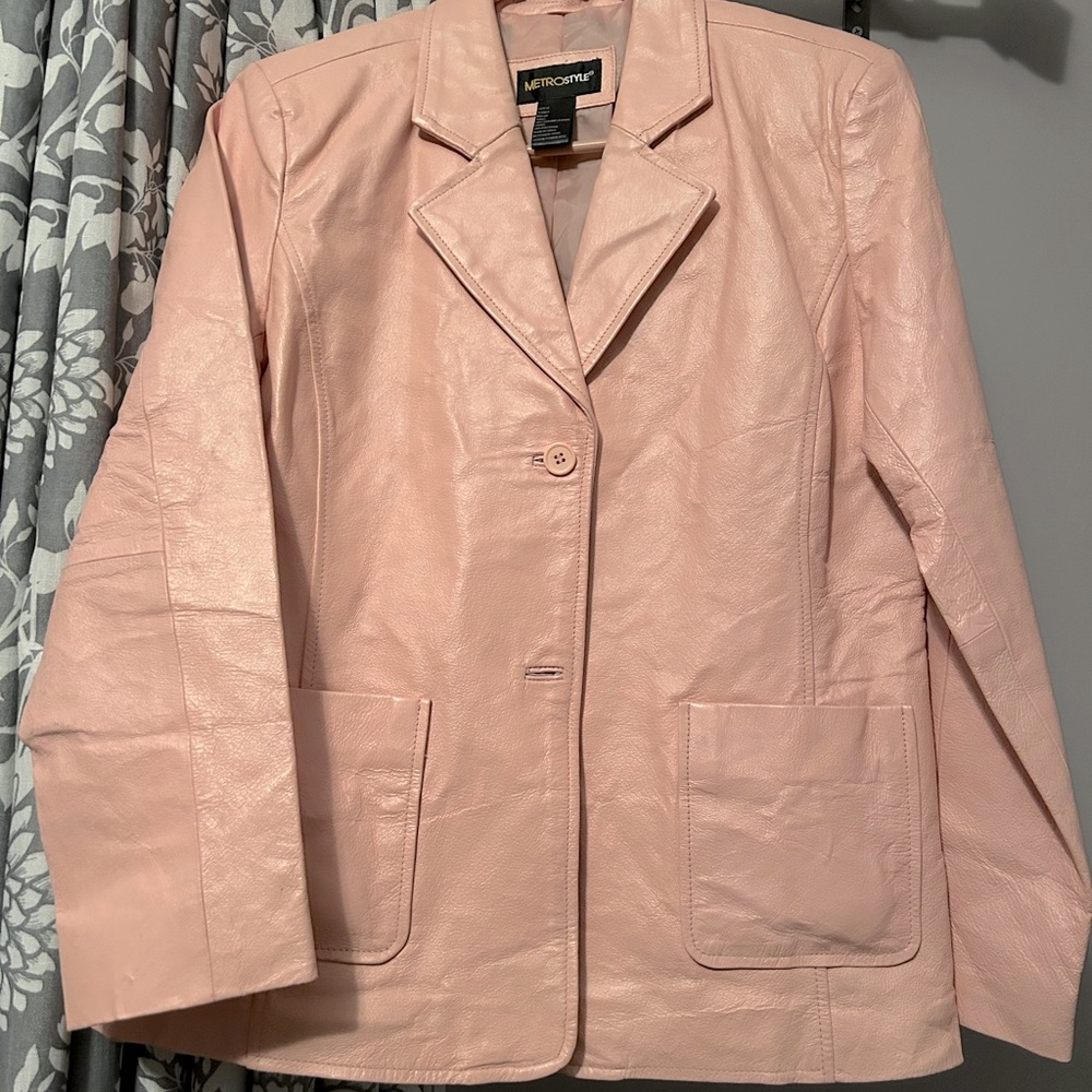 Pink Leather Jacket Blazer 12P NWOT